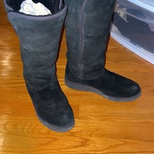 Black tall uggs with wedge heel